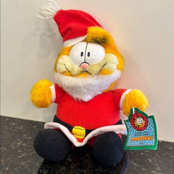 RARE Vintage Garfield Santa 1983 McDonalds Christmas Plush Stuffy 8”With Tags - Picture 1 of 9